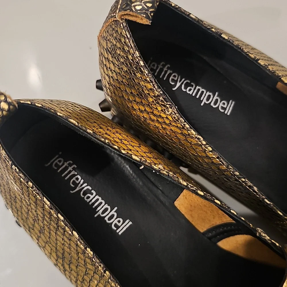 Jeffrey Campbell Metallic Gold Leather Loafers